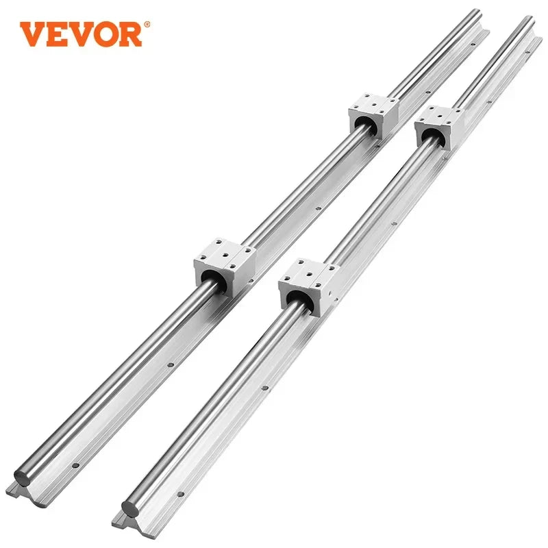 Linear Guide Rails 2PCS SBR12 SBR16 SBR20 SBR25 800-2200mm & 4PCS UU Bearing Blocks Smooth Motion for DIY Mills CNC Parts