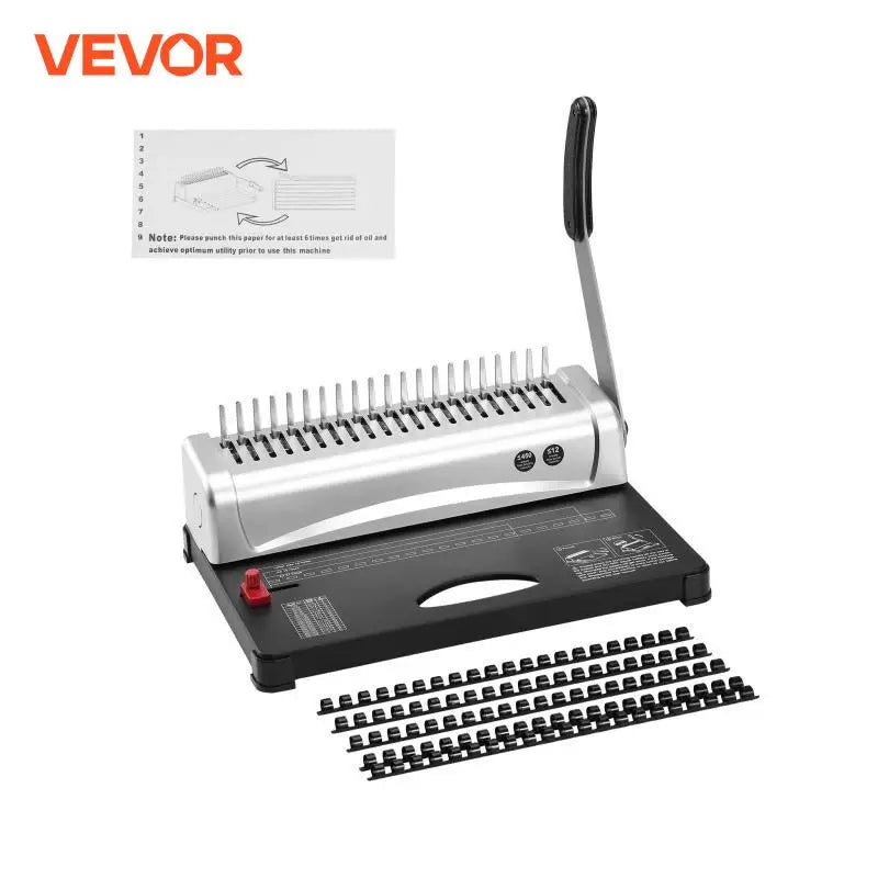Binding Machine Comb Binding Machine 21Holes Binding 450 Sheets Book Binder Machine with 100 PCS 3/8'' Comb Binding Spines