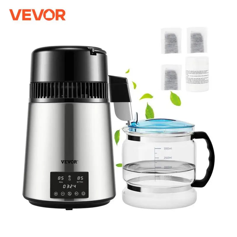 4L Water Distiller Purifier Filter Dispenser Drinking Bottle Softener Dual Temp Display Overheat Protection Home Appliance