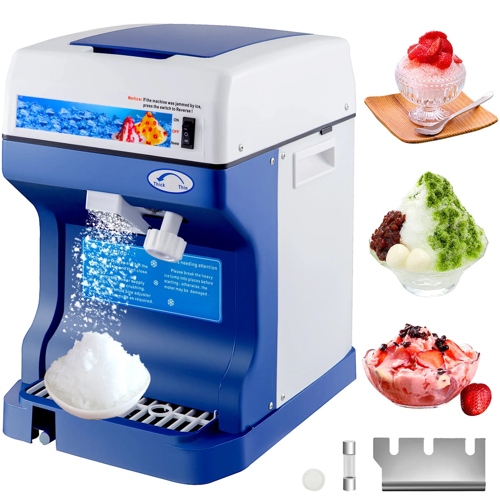 Electric Shaved Ice Machine 250W Snow Cone Maker Tabletop w/Adjustable Ice Texture, 265LBs/h for Home and Commerical Use