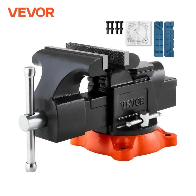 Bench Vise 5"/5.5"/8" Jaw Width Multipurpose Vise with 360° Swivel Locking Base Vise with Anvil for Clamping Round Pipes