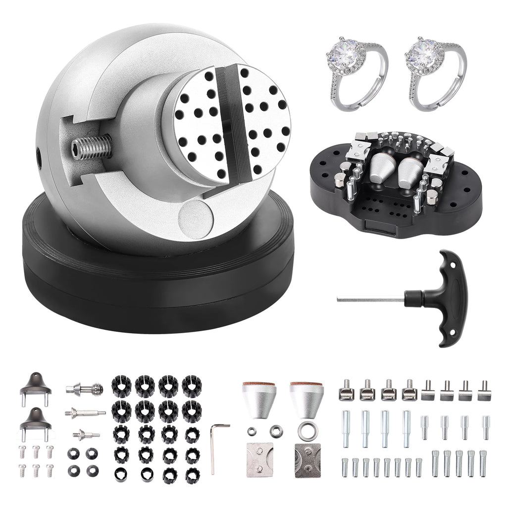 Ball Vise 5" Engraving Setting Tool 360° Rotation Engraving Block Vise W/69PCS Attachment Block Tools for Gemstone Inlay