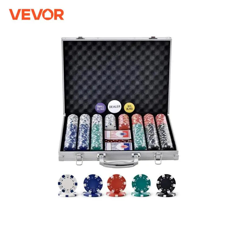 Poker Chip Set Complete Poker Playing Game Set with Aluminum Carrying  Case