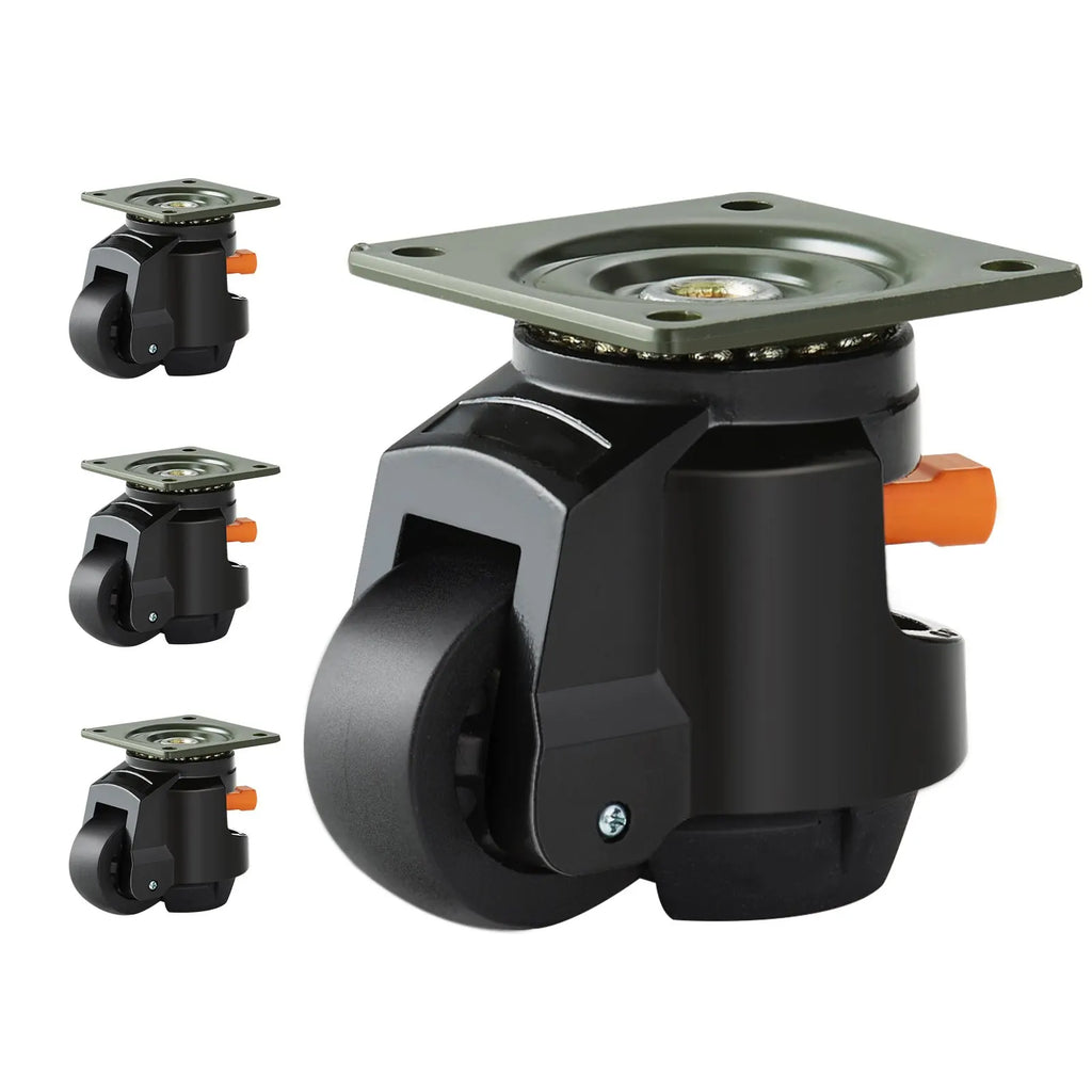 2" & 2.5" Leveling Casters (4-Pack), 1100-2200 lb Load, Heavy Duty 360° Swivel Wheels w/ Upgraded Handle & Feet