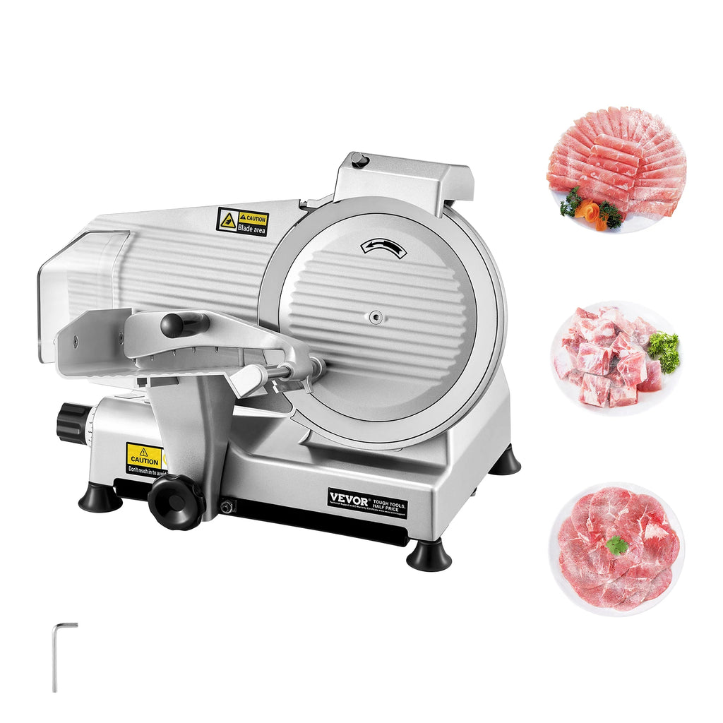 Commercial Meat Slicer, 10 inch Electric Deli Food Slicer, 180W Meat Cutter with a Premium 65Mn Blade, 0-0.4 in Thickness