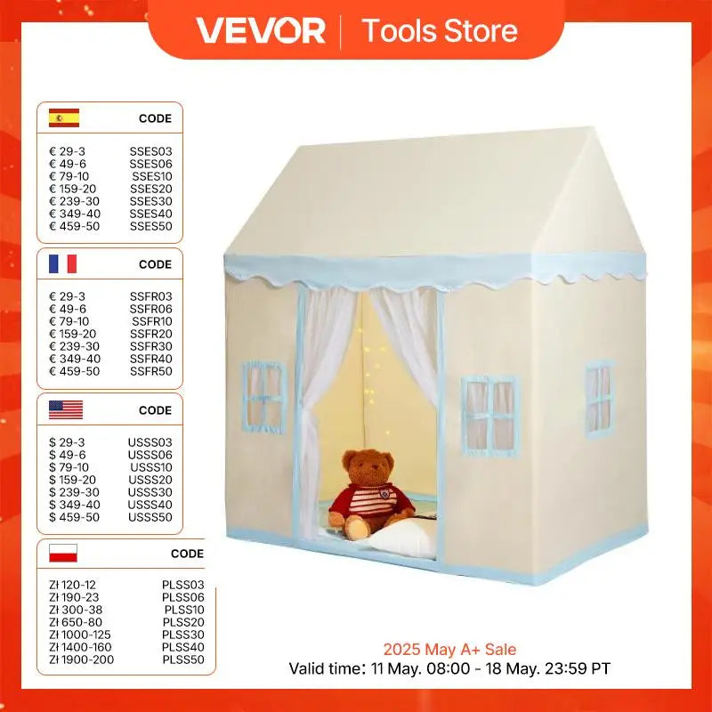 Kids Play Tent Kids Tent for Kids 1-5 Years Old Toddler Tent with Mat and Tent Lamp Tent for Kids with Windows Castle Tent