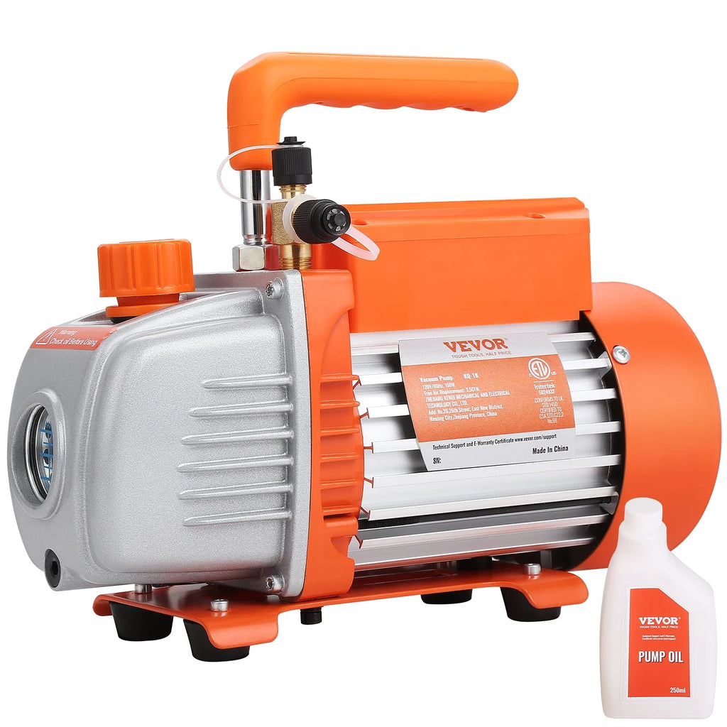 1/5 HP Single Stage Vacuum Pump 3.5 CFM 220-240V AC Air Conditioning Conditioner for HVAC Repair Refrigeration Maintenance