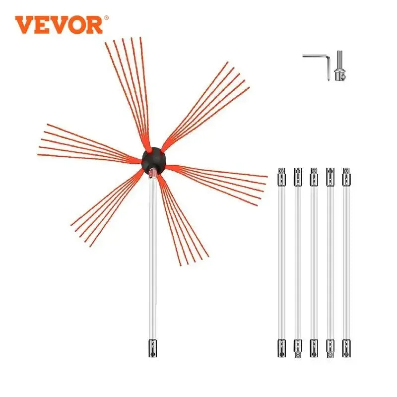 Chimney Cleaner Sweep Kit Nylon Electrical Drill Drive Flexible Rod Rotary Brush Head for Sweeping Away Flue Chimney Soot