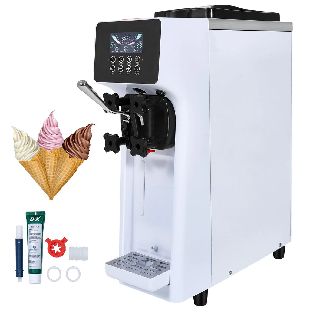 Commercial Ice Cream Machine, 10.6 QT/H Yield, 1000W Single Flavor Countertop Soft Serve Ice Cream Maker, with 4L Hopper