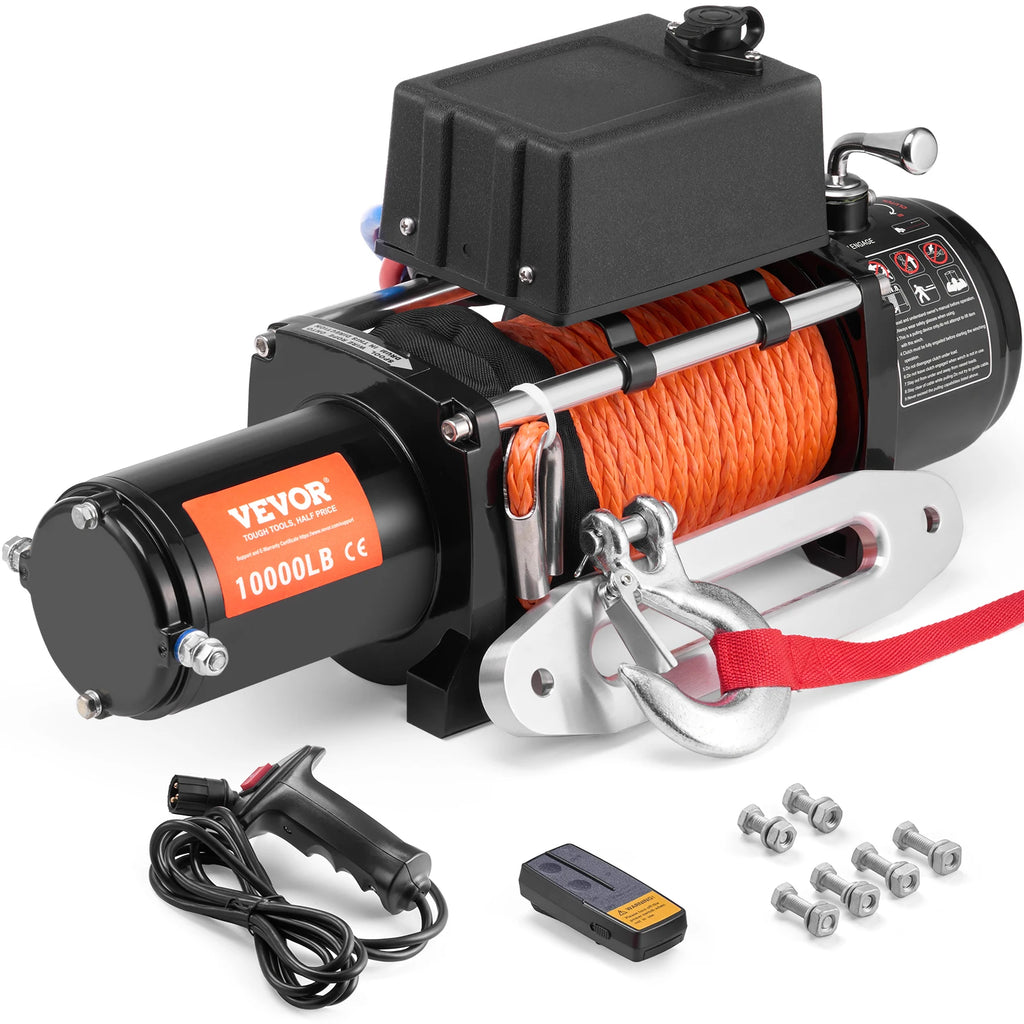 10,000 lb 12V DC Electric Winch with Wired Remote Control, IP55 Waterproof for Towing Off-Road SUV Jeep Trailer Boat