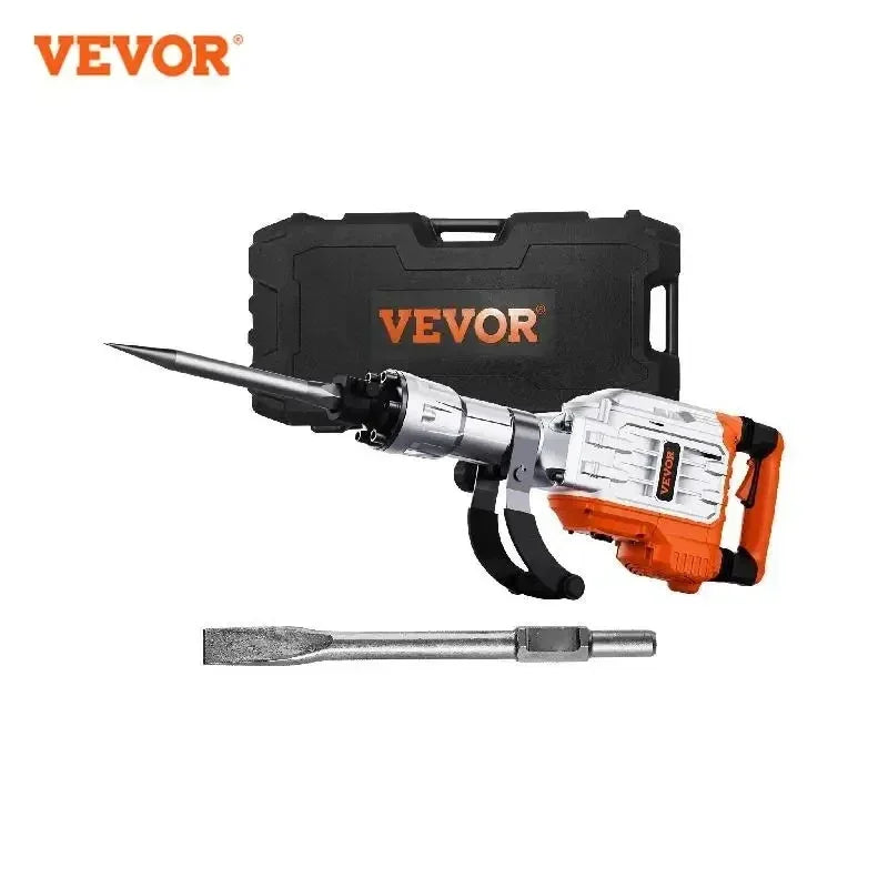 3500W Demolition Jack Hammer 60J Electric Jackhammer Concrete Breaker with 2 Chisel Bits for Trenching and Breaking Holes