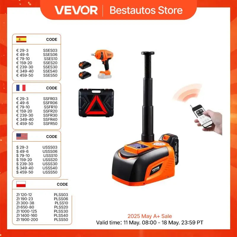 Electric Car Jack, 5T Electric Scissor Jack with Electric Impact Wrench & LED Light & Remote Control for Sedan, SUV, Truck