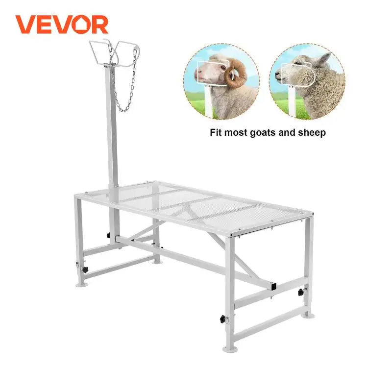 Goat & Sheep Stand 51x23 in Livestock Stand Metal Livestock Milking and Shearing Stand 21" to 33" Adjustable Height  White
