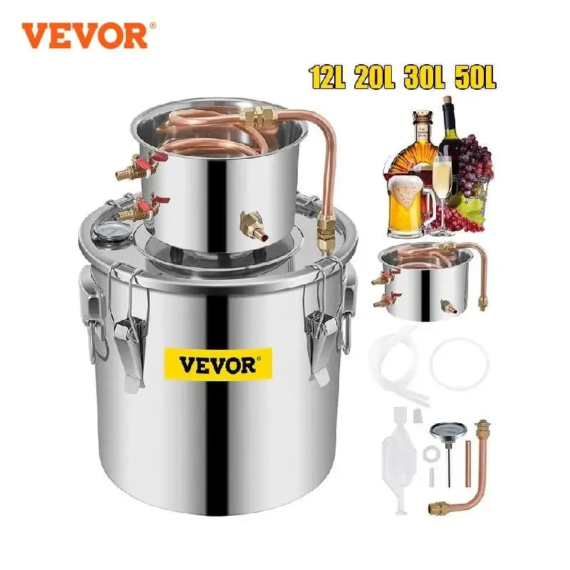 3 5 8 13 Gal Distiller Alambic Moonshine Alcohol Still Stainless Copper DIY Home Brew Water Wine Essential Oil Brewing Kit