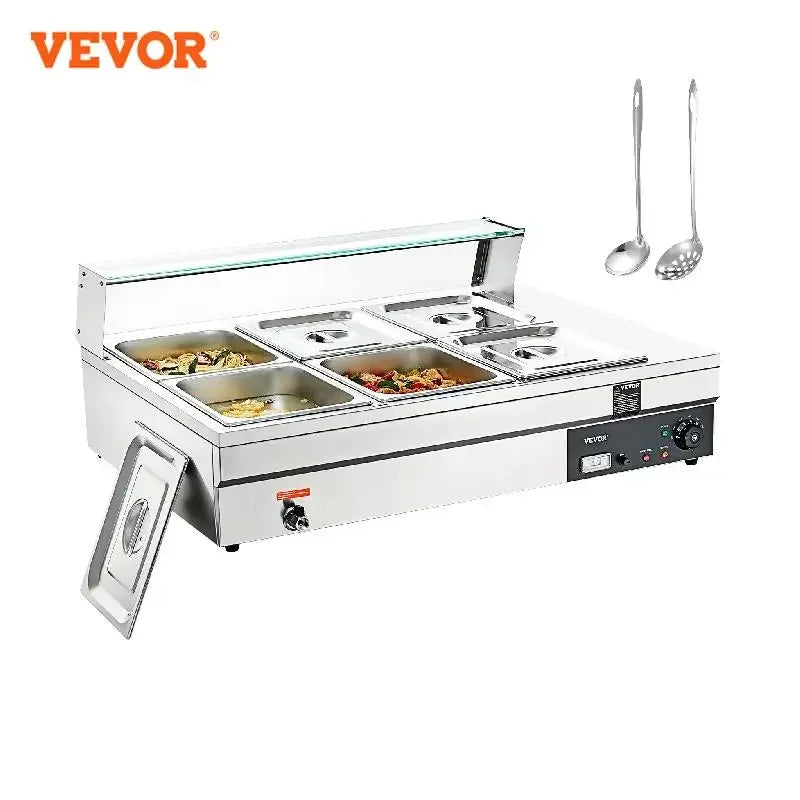 Commercial Electric Soup Food Warmer with 3/6/10/12 Pans Stainless Steel Bain Marie Buffet Countertop for Home Restaurant