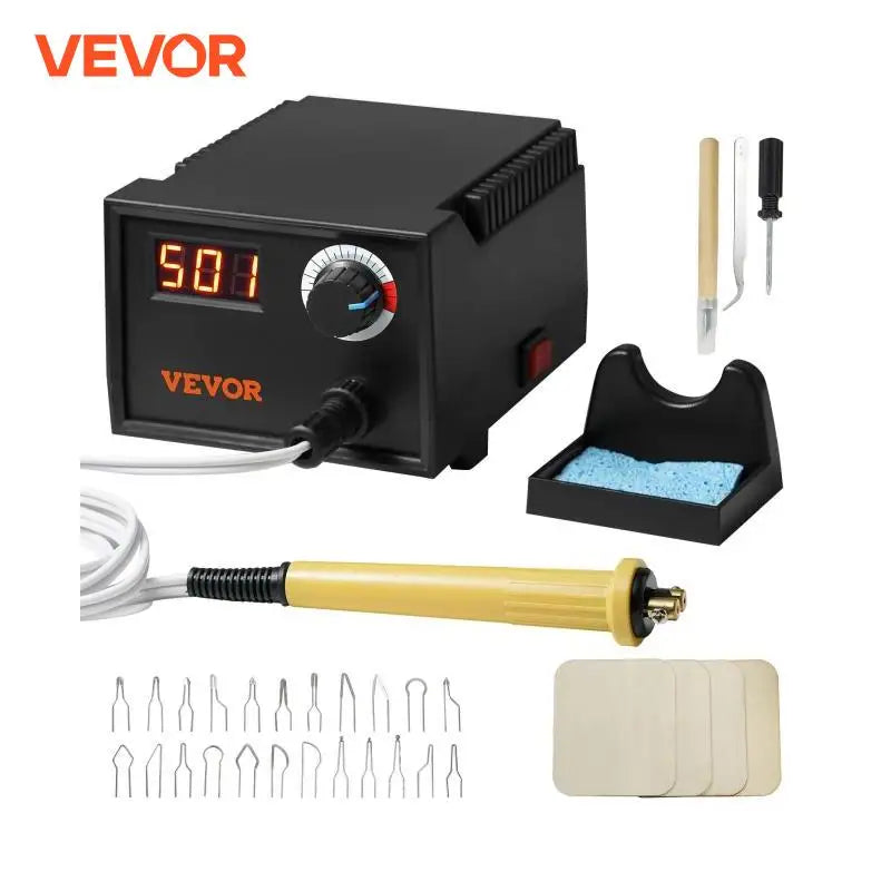 Wood Burning Tool Kit 200/250~700°C Adjustable Temperature Woodburning Pyrography Pen Machine with  23PC Wire Tips