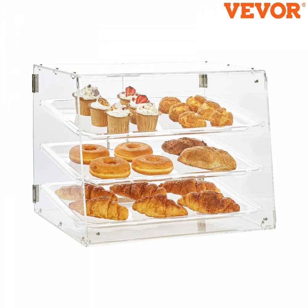 Pastry Display Case  Commercial Countertop Bakery Display Case, Acrylic Display Box with Rear Door Access