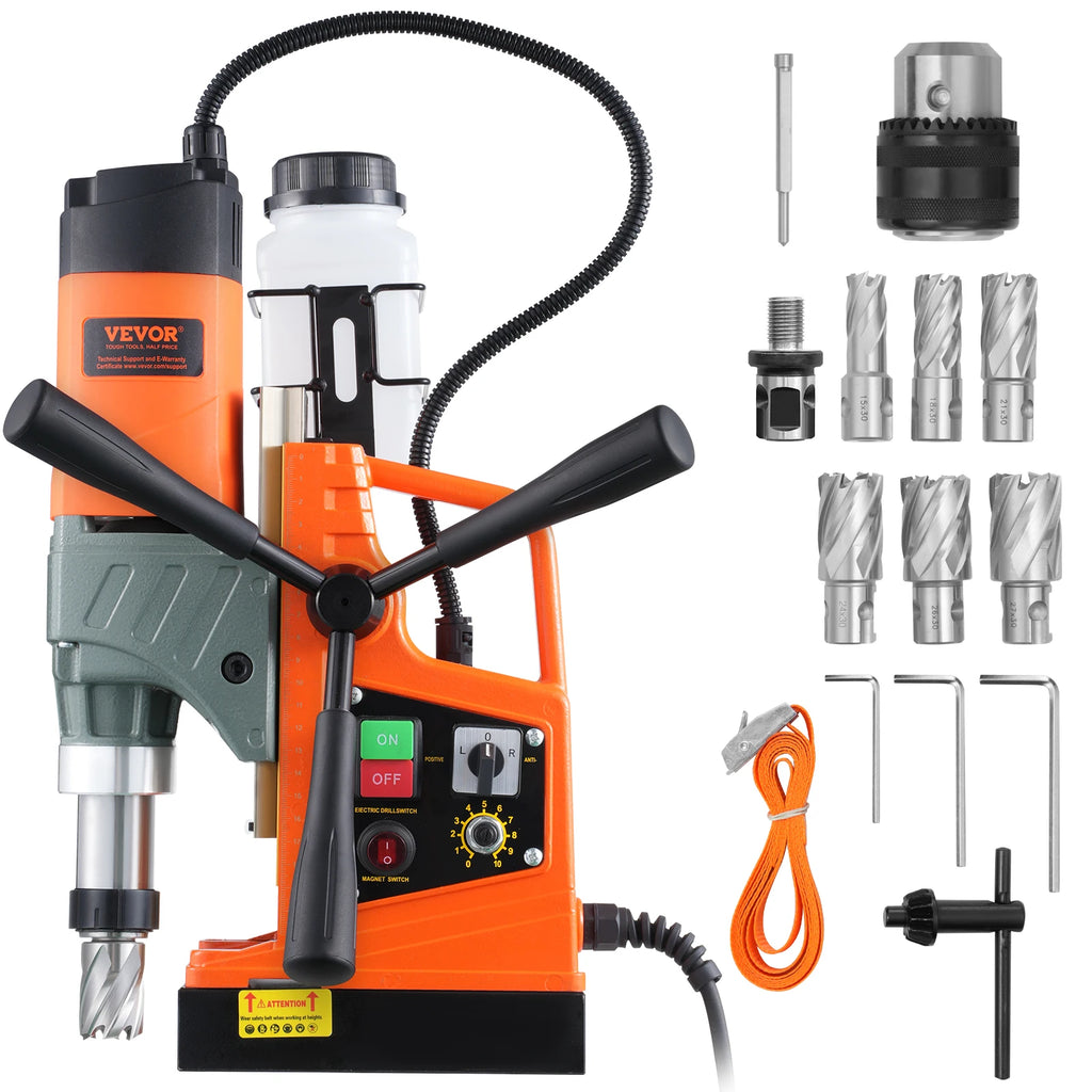 1450W Magnetic Drill 2" Boring Diameter 12500/12800N Portable Electric Mag Drill Press 800 RPM Magnetic Drilling Machine