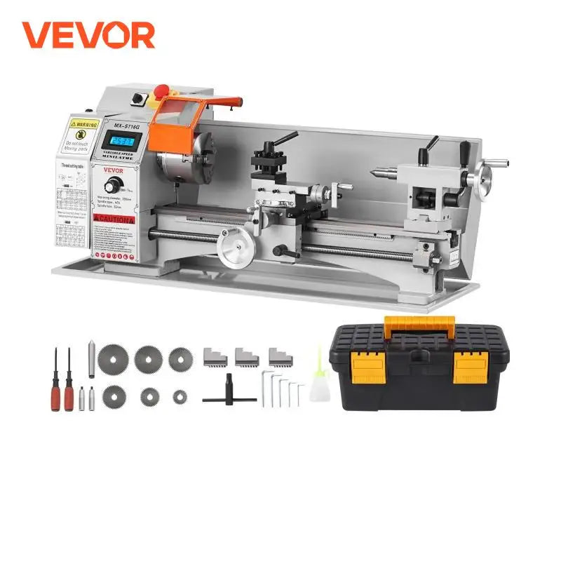 Brushless Mini Metal Lathe Machine 7''x16'' / 180mm*400mm 800W Digital Display Continuously Variable Metalworking Turning