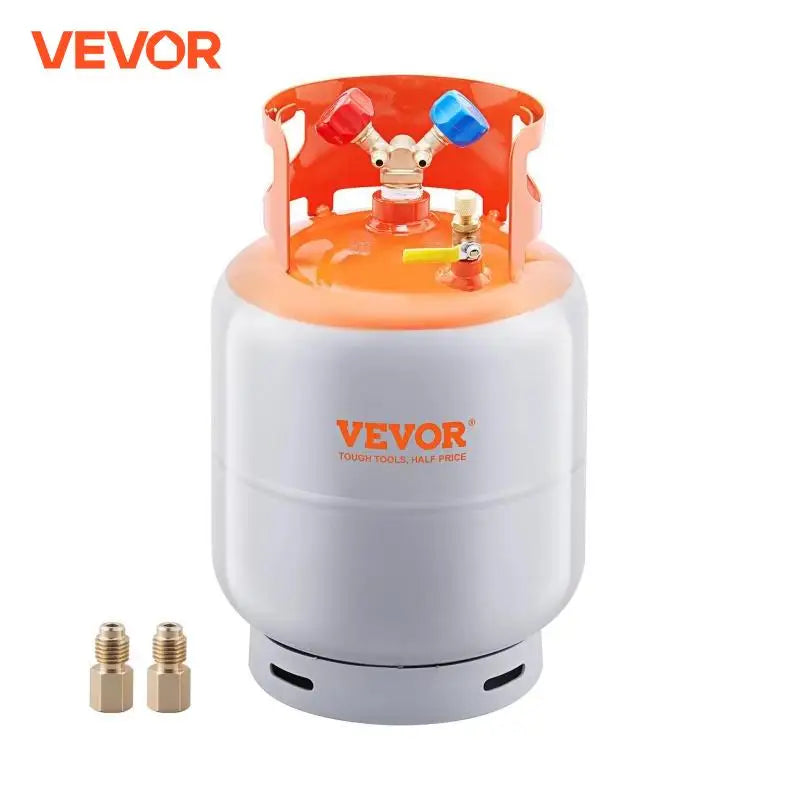 Refrigerant Recovery Tank 50 LBS Capacity 400 psi Portable Cylinder Tank with Y-Valve for Liquid/Vapor Orange+Gray for R22