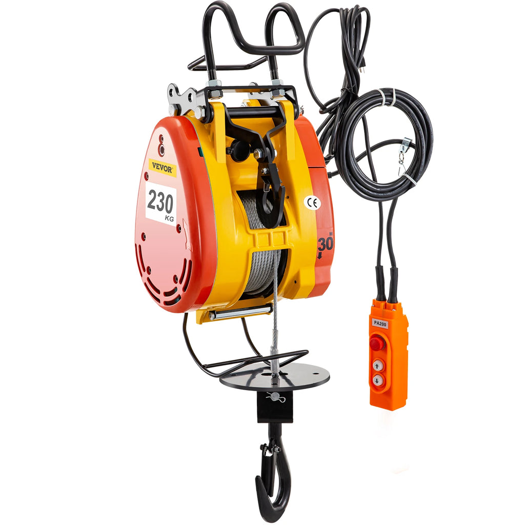 230Kg/507LBS Electric Hoist Crane with 30M Rope Wire and Wired Remote Control Portable Lift Winch Remote Control Auto Lift