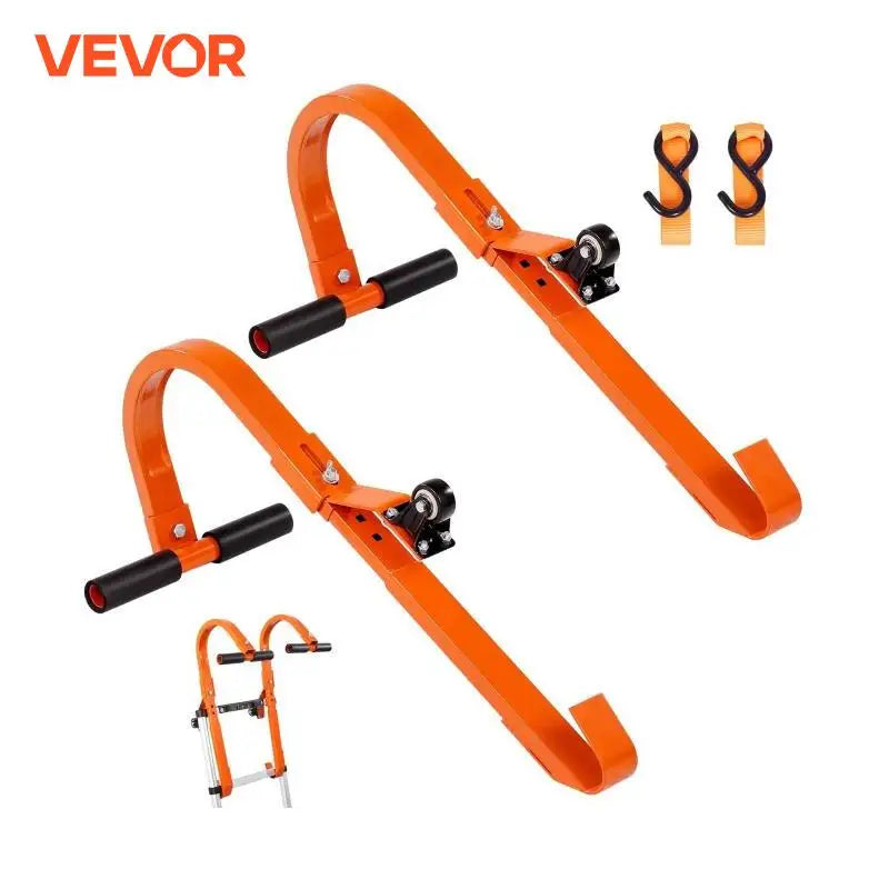 Orange/Black Ladder Roof Hook Heavy Duty Steel Ladder Stabilizer Roof Ridge Extension Rubber Grip T-Bar 500 lbs