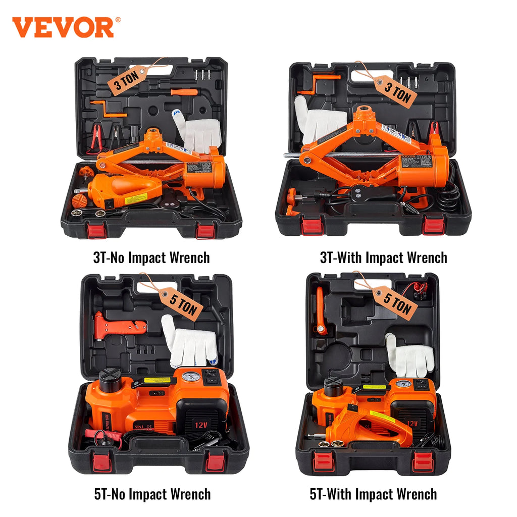 Electric Car Jack Floor Jack 3/5Ton Lifting Set DC 12V Car Scissors Jack With Impact Wrench  Auto Repair Tool Service Kit