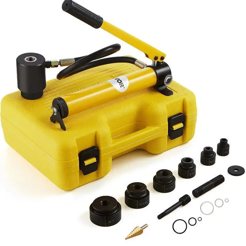 Hydraulic Knockout Punch Kit 10Ton Conduit Hole Cutter Set KO Tool Kit with Puncher 6pcs For 16mm thikness Stainless Steel