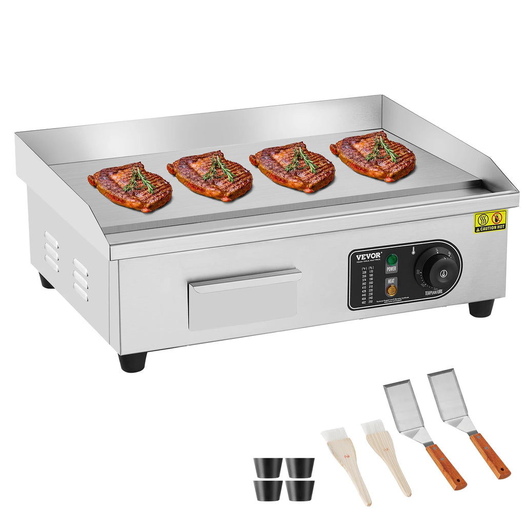 21.4In Commercial Electric Griddle,3200W Countertop Flat Top Grill,122℉-572℉Adjustable Temp,Stainless Steel Griddle Grill