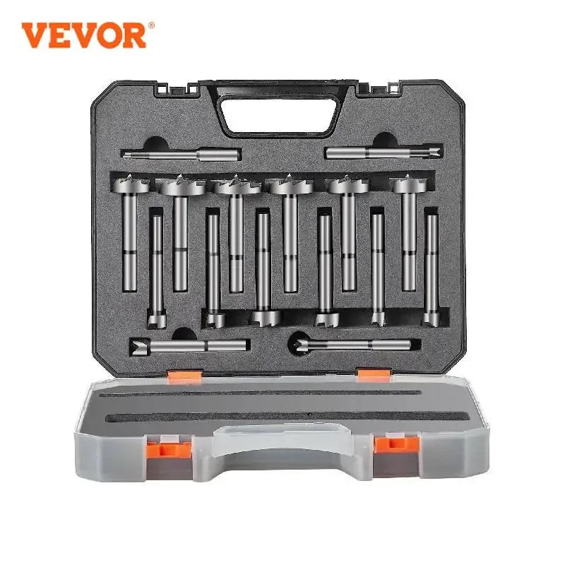 16 Pcs Forstner Bit Set 1/4" to 1-5/8" Carbon Steel with Universal Round Shank Forstner Drill Bit for Wood Composite Board