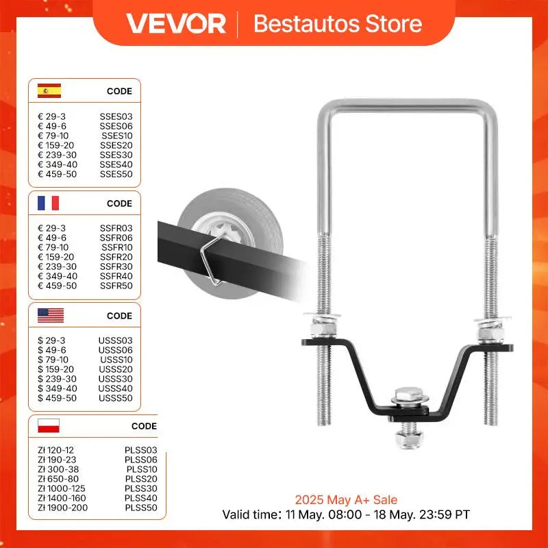 160 lbs Spare Tire Carrier U-Bolt Zinc Plated Spare Tire Bracket Side Mount for 4 5 Lugs Wheels on 4" 4.5" 5" Bolt Pattern