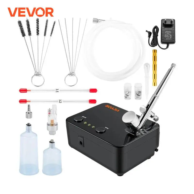 Dual-Action Airbrush Kit with 30PSI High-Pressure Auto Start/Stop Control Compressor for Cake Painting Nail Makeup Model
