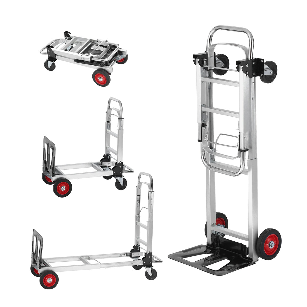 Folding Hand Truck Aluminum Heavy Duty Industrial Collapsible Dolly Cart for Transport and Moving in Warehouse Supermarket