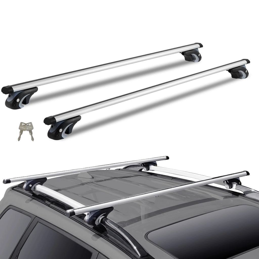 Roof Rack Crossbar Adjustable Aliuminum Roof Rail Crossbar Baggage Luggage Carrier 200LBS Top Roof Crossbar Silver Black