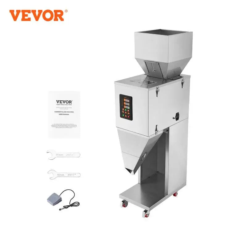 10-999g Particle Filling Machine Automatic Powder Weighing Filler with Foot Pedal for Beans Seeds Tea Granular Packing
