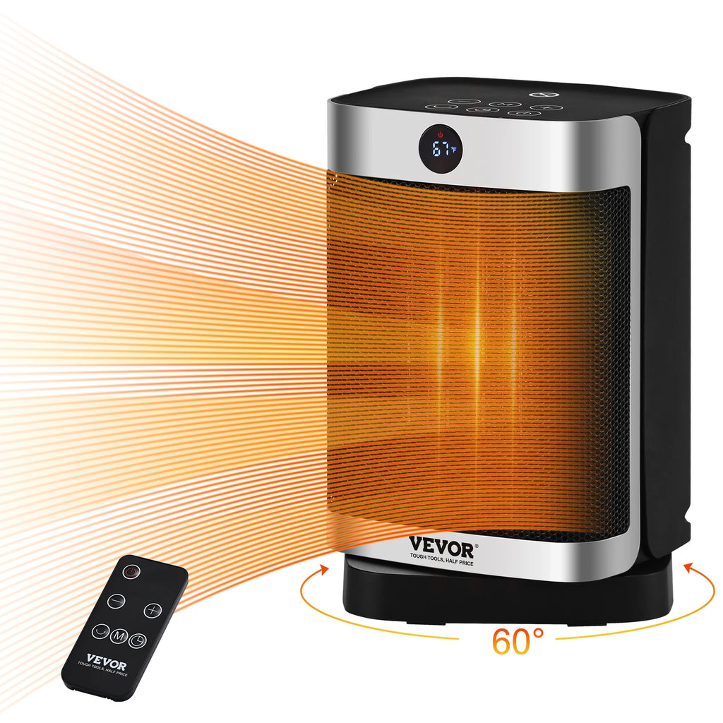 Electric Space Heater with Thermostat Remote Control  Adjustable Quiet Ceramic Shutdown Overheat Protection for OfficeDesk