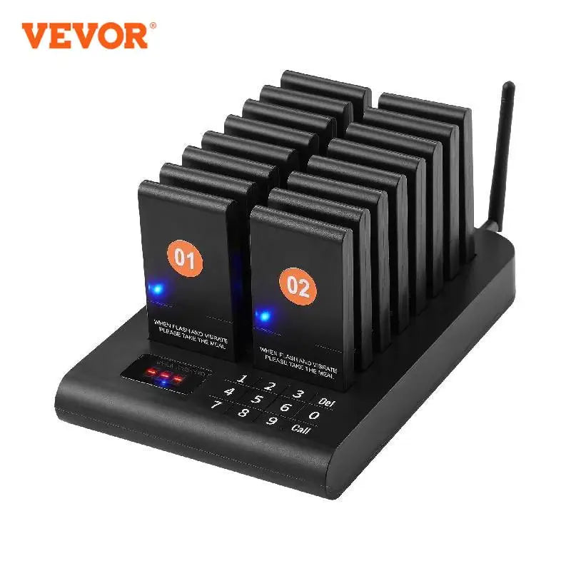 Restaurant Pager System Wireless Range Lineup Waiting Queue Signal Guest Customer Calling Beepers with Vibration &Flashing