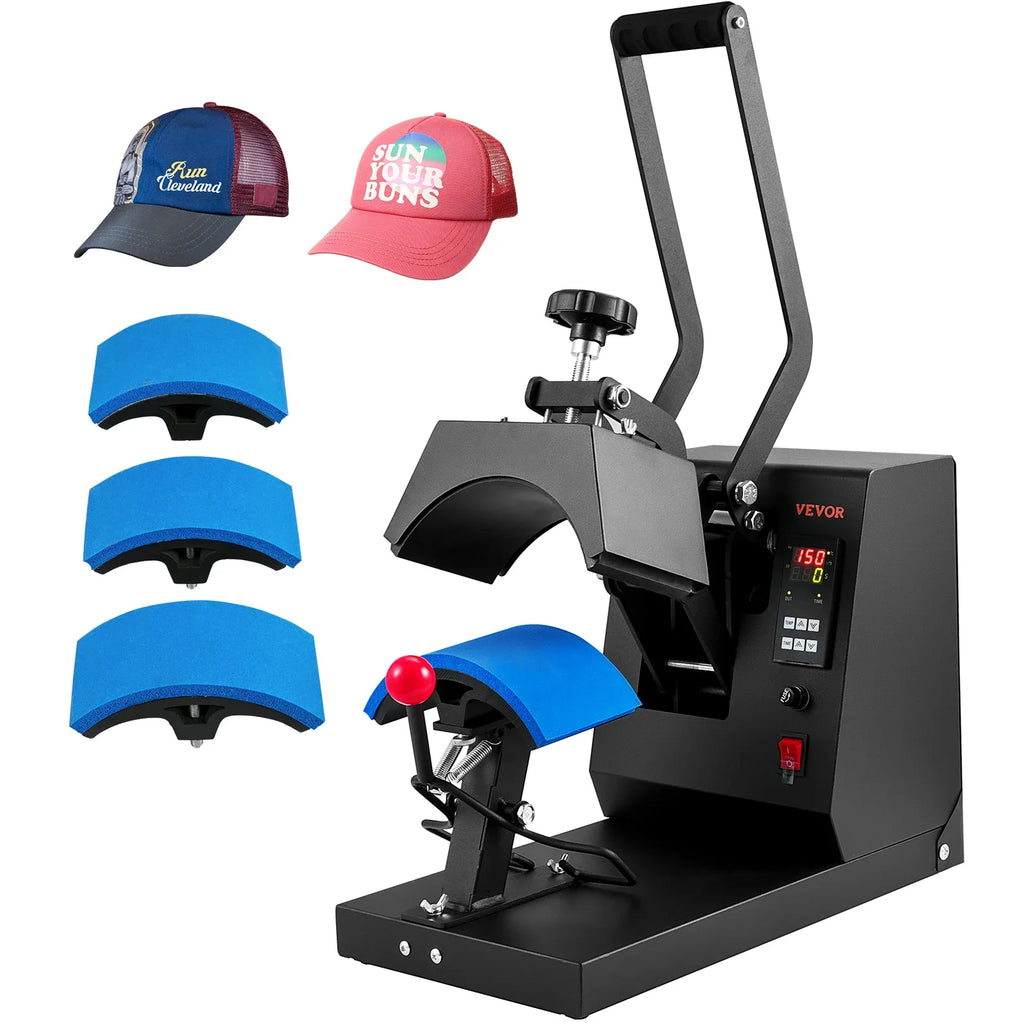 Hat Heat Press 4 in1 Cap Heat Press Machine 6x3inches Clamshell Sublimation Transfer LCD Digital Timer Temperature Control