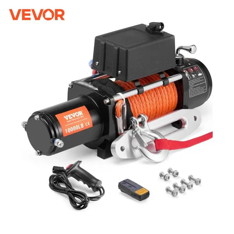 10000lbs Electric Winch 12V Truck Car Winch with 65 ft Synthetic Rope Wireless Control IP55 for Towing Off-Road SUV Jeep