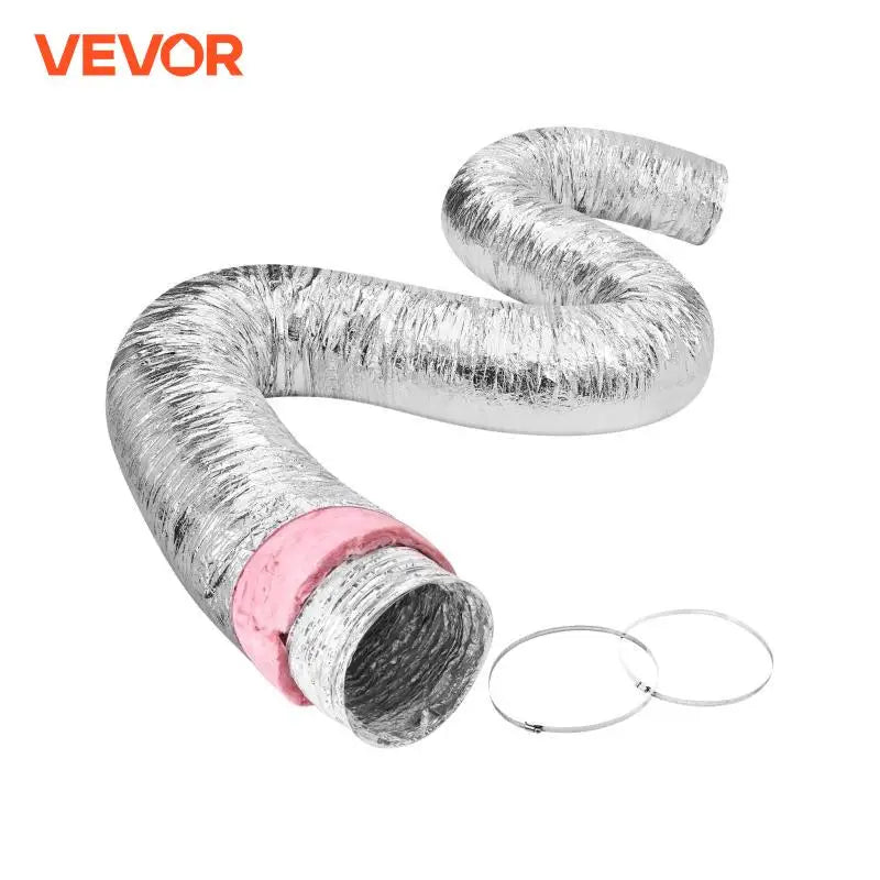 Dryer Vent Hose, 4/5/6/8/10inch Insulated Flexible Duct 25FT Long with 2 Duct Clamps Heavy-Duty Three Layer Protection