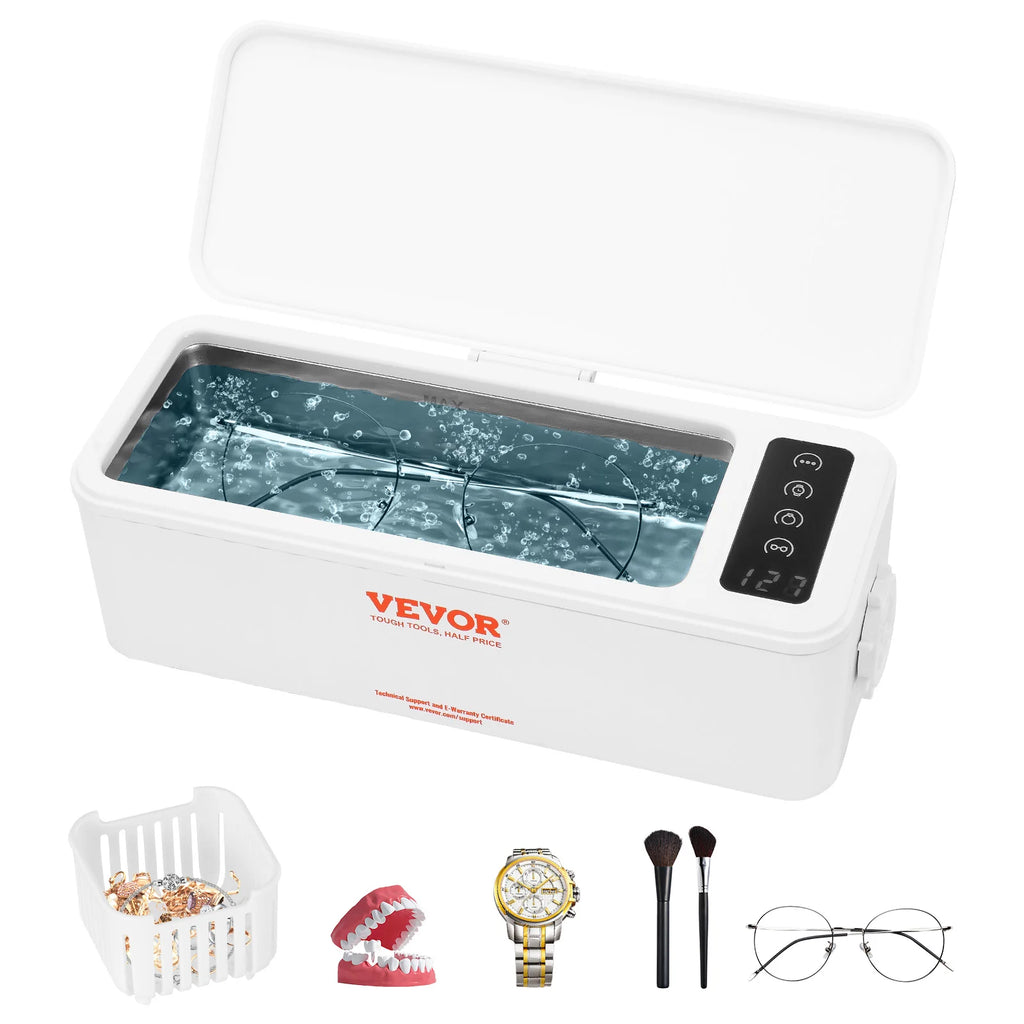 Ultrasonic Cleaner Machine 470ml w/ 4 Timer Modes,Portable ultrasonic jewelry cleaner w/ Cleaning Basket,for Eyeglasses