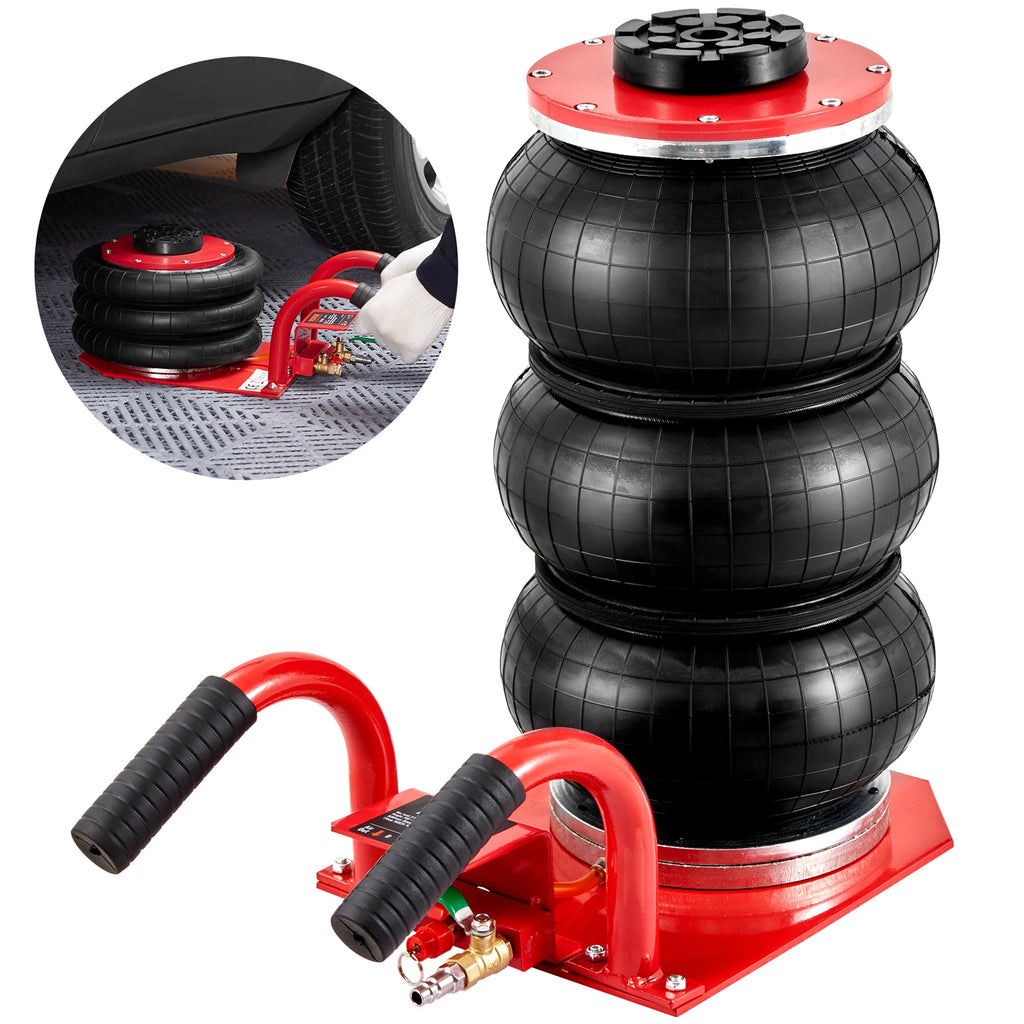 Air Jack 3 Ton/6600 lbs Triple Bag Air Jack Lift up to 17.7 inch/450 mm with Side Handles for Car, Garage, Repair