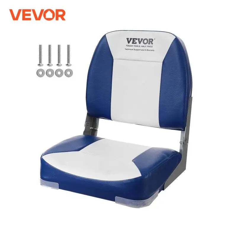 Boat Seat 18.9" Low Back Boat SeatFolding Boat Chair with Thickened Sponge Padding and Hinge Fold-Down Boat Captain Chair
