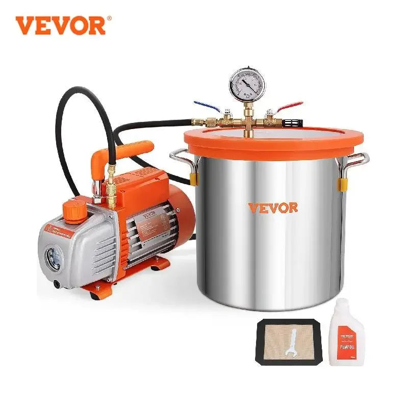 Vacuum Chamber Pump Kit 3.5CFM 3GAL/5GAL Tempered Glass Lid Vacuum Degassing Chamber Kit for Stabilizing Wood DIY Epoxies
