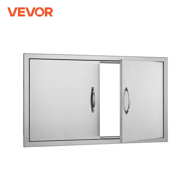 BBQ Access Door 36Wx21H Inch Double Outdoor Kitchen Door Stainless Steel Flush Mount Door Wall Vertical Door with Handles