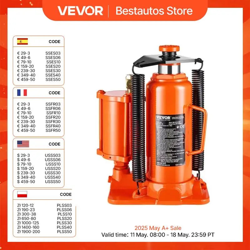 Air Hydraulic Bottle Jack, 12 Ton Pneumatic Hydraulic Bottle Jack with Manual Hand Pump for Pickup, Truck, RV, Auto Repair