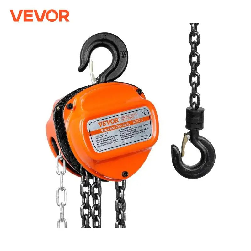 1/2/3T Manual Hand Chain Hoist G80 Galvanized Carbon Steel with Double-Pawl Brake Auto Chain Leading 360° Rotation Hook