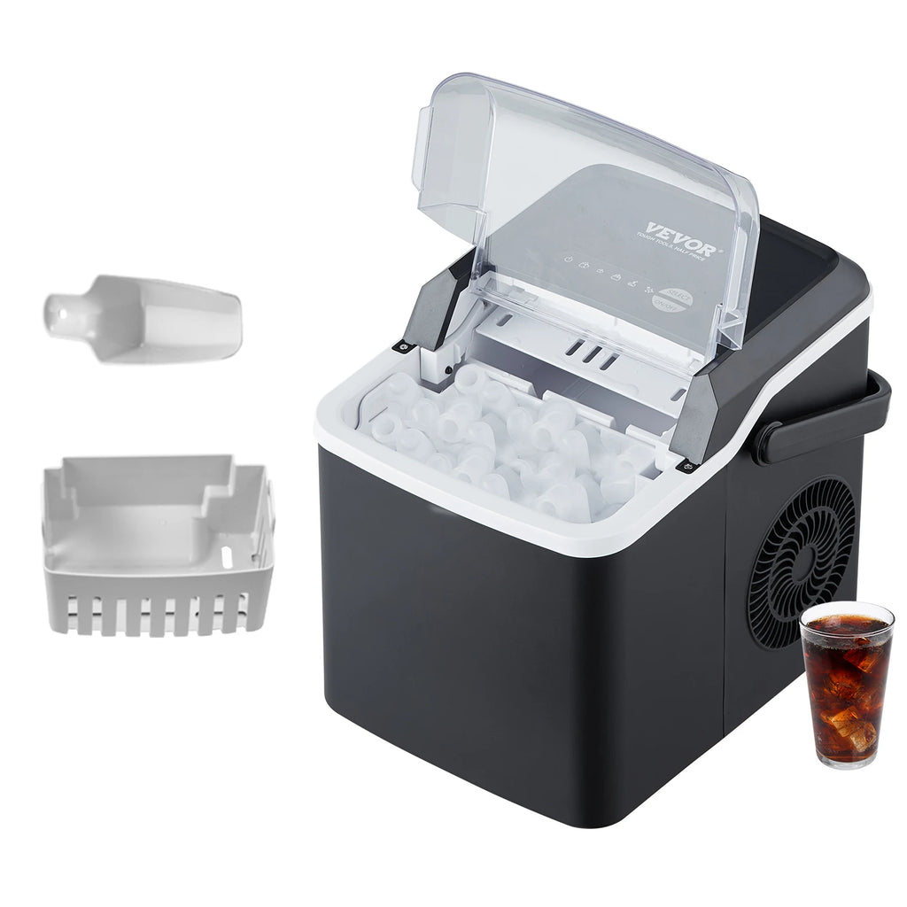 Countertop Ice Maker, 9 Cubes Ready in 7 Mins, 26lbs in 24Hrs, Self-Cleaning Portable Ice Maker with Ice Scoop and Basket