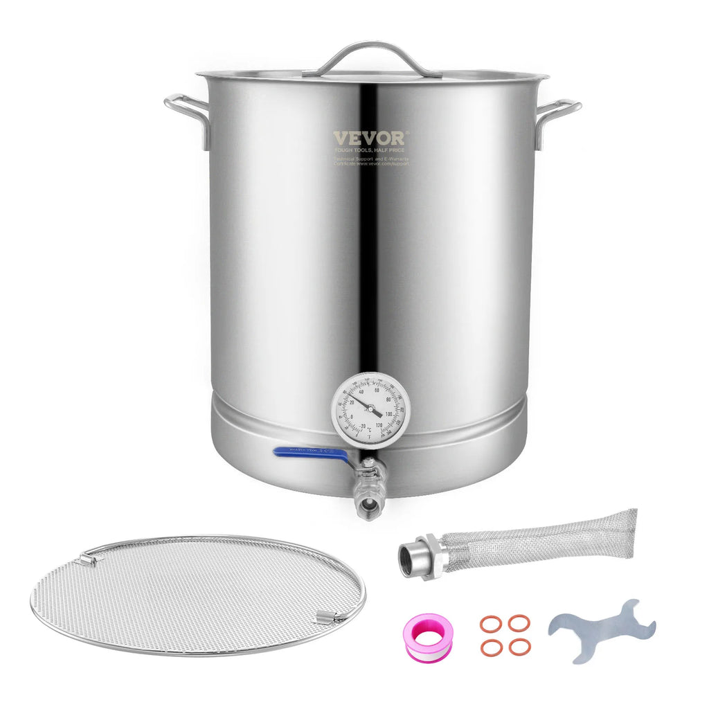 Stainless Steel Kettle 16 GALLON Brewing Pot Tri Ply Bottom for Beer Brew Kettle Pot Home Brewing Supplies Includes Lid