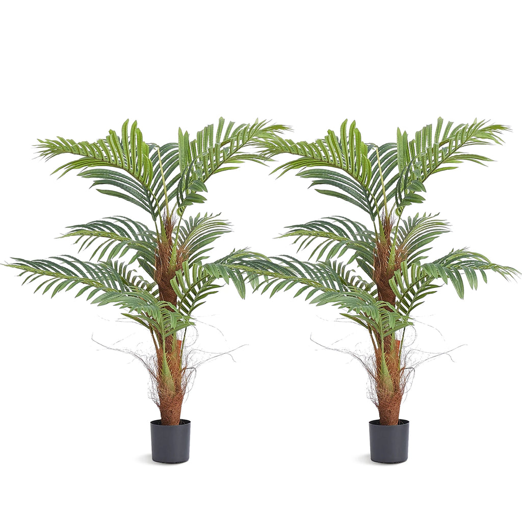 Artificial Palm Tree 4/5/6 FT Tall Faux Plant Secure PE Material & Anti-Tip Tilt Protection Low-Maintenance Plant for Home